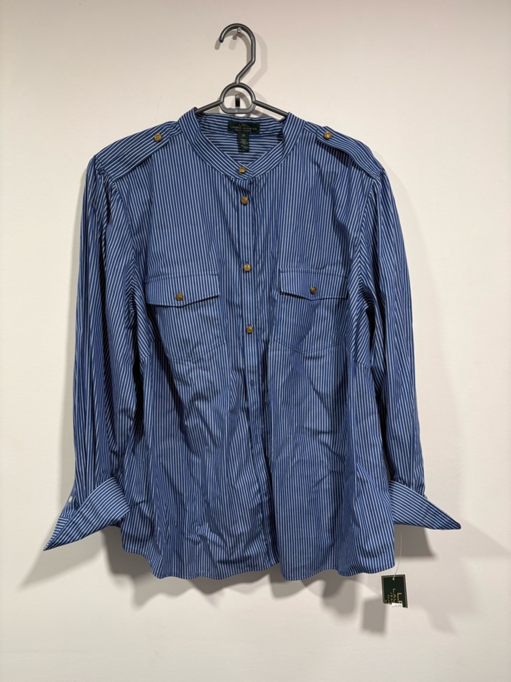 Ralph Lauren Blue and White Pinstripe Button-Up Shirt